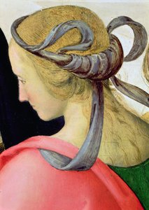 聖母の結婚、聖母の仲間の1人を示す詳細、53750の1500-04油彩 作： Pietro Perugino