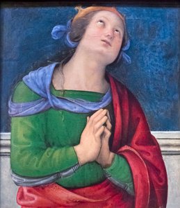 Saint Flavia（木に油彩） 作： Pietro Perugino