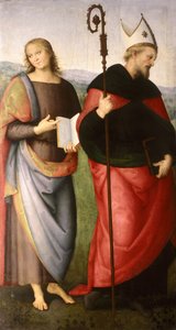 聖ヨハネ福音伝道者とカバの聖アウグスティヌス、1502年から21年頃 作： Pietro Perugino