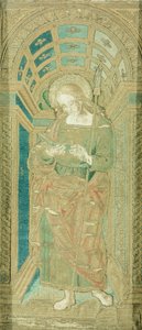 ピエトロ・ペルジーノ（1450年頃～1523年頃）作「福音書の聖ヨハネ」 絹・金・銀の刺しゅう 作： Pietro Perugino