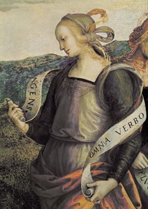 エリザベートのシビレ。永遠の父は預言者とシビルを取り囲む」の詳細（フレスコ画 作： Pietro Perugino