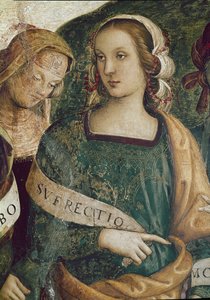 ペルシャのシビル永遠の父が預言者とシビルを取り囲む（フレスコ画）」の詳細 作： Pietro Perugino