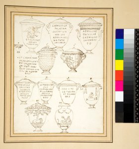 大理石製の蓋付き骨壷12個。(ペン) 作： Pietro Santi Bartoli