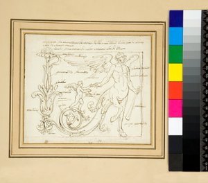 アマゾンの景色を仕切る装飾品（色のついたものや透明なオスクロペン製のものがある 作： Pietro Santi Bartoli