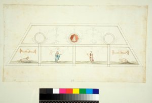 ヴィラ・マダマのヴォールト（黒チョーク、一部はペンと茶色のインク、水彩画で着色