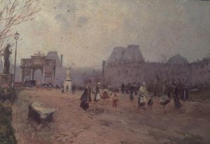 パリ、チュイルリー公園の眺め 作： Pietro Scoppetta