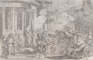 毒の影響から逃れようとしてアルテミス神殿から運ばれたシノリクス。 1640年。 作： Pietro Testa