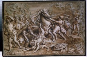 ""La conversion de saint Paul" (聖パウロの回心) ピエトロ・ベレッティーニ・ディット・ピエトロ・ダ・コルトーナによる墨絵