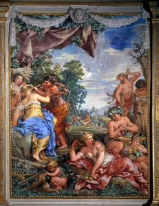 4つの時代のアレゴリー、銀の時代 ピエトロ・ダ・コルトーナ（コルトーナの石）によるフレスコ画（1596-1669年） 1637年 ピッティ宮殿パラティーナギャラリー、ポエール・ドゥ・ポエール（Stanza della Stufa）、フィレンツェ