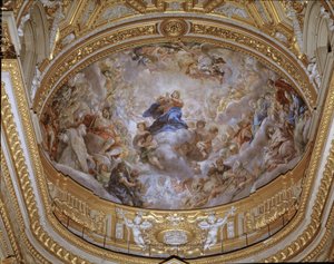 聖母被昇天 ピエトロ・ダ・コルトーナ（コルトーナのピーター）（1596-1669）によるフレスコ画 1652年 ローマ（サンタ・マリア・イン・ヴァリチェッラ教会） イタリア 作： Pietro da Cortona