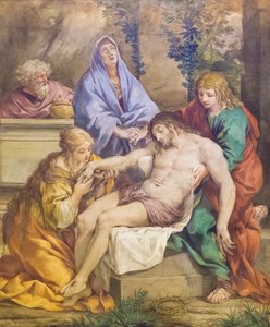 マドンナ、洗礼者聖ヨハネ、聖マグダラのマリア、ニコデモのいるピエタ (フレスコ画) 作： Pietro da (1596 1669) Cortona