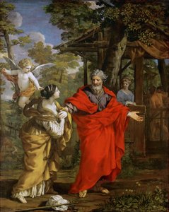 ハガルの帰還 - ピエトロ・ダ・コルトーナ（1596-1669）。1637年頃、キャンバスに油彩。寸法：124x99.5cm。ヴィエンヌ美術史博物館 作： Pietro da Cortona