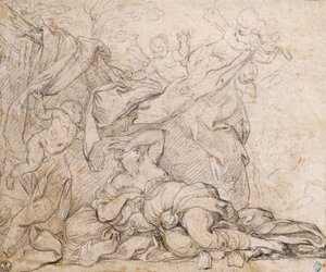 ローマ、バルベリーニ宮殿のホールの丸天井に描かれたフレスコ画「神の摂理の勝利」のためのヴィーナスの習作