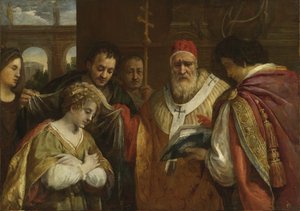 教皇クレメント1世からベールを受け取った聖ドミティージャ 作： Pietro da Cortona