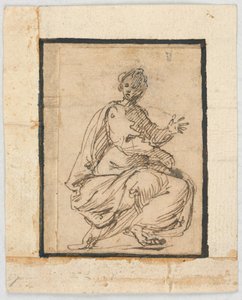 スケッチブックのページ: Allegical Figure 作： Pietro da Cortona