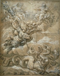 聖ミカエルとドラゴンを征服した聖三位一体、1666 作： Pietro da Cortona