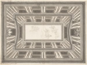 だまし絵の天井装飾のデザイン 作： Pietro de Angelis