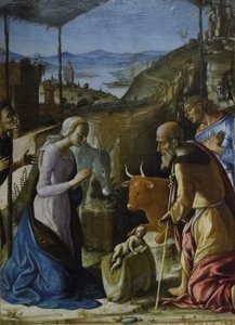羊飼いの礼拝》1493-96年頃（テンペラ、パネル） 作： Pietro di Francesco degli Orioli
