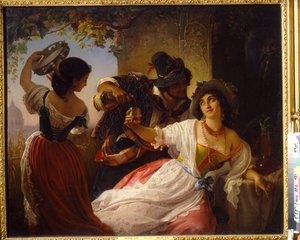 ローマの10月の祭り（イタリア） - ピメント・ニキティッチ・オルロフ（1812-1863）の絵画、キャンバスに油彩 作： Pimen Nikitich Orlov