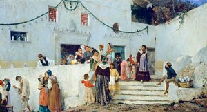 お祝いの日、ピオ・ジョリス作（1843-1921）、キャンバスに油彩、93x160cm 作： Pio Joris