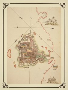 Kitab-I Bahriye」に掲載されたガリポリの地図（カラーリトグラフ 作： Piri (after) Reis