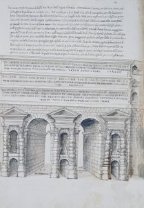 ローマのマッジョーレ門の図、ピッロ・リゴリオ（1513-1583）の「ローマの古代」より 作： Pirro Ligorio
