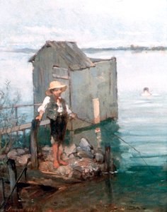 少年と一緒の入浴小屋、1868 作： Pál Szinyei Merse