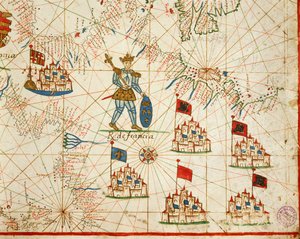 フランス王国、Placido Caloiro と Francesco Oliva による 6 つのチャートからなる Portolan Atlas から、羊皮紙。 1646年。 作： Placido Caloiro e Oliva