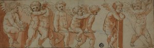 8人のプッティとフリーズ 作： Polidoro da Caravaggio