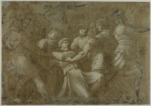 聖ペテロを逮捕するローマ兵 (?) 作： Polidoro da Caravaggio