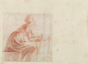一枚の布で座っている女性 [裏面] 作： Polidoro da Caravaggio