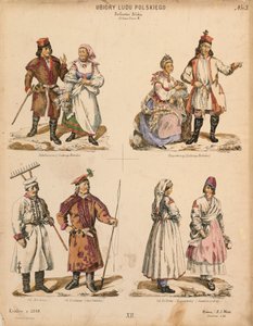 ポーランドの民族衣装の例、KS Wolski、クラクフ、1888年発行 作： Polish School