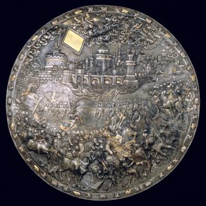 キングジョンIIIソビエキス（1624-96）Fortune Telling Shield（iron＆silver gilt）