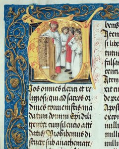 エラスムス・シオレク司教の教区からの神学者の神権への叙階、1510年頃（テンペラと羊皮紙に金） 作： Polish School