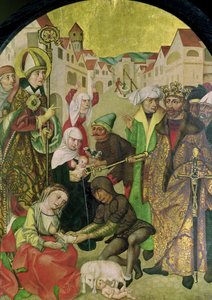 聖スタニスラスの祭壇画からボレスラス2世王（1039-81）の委員会が命じた不誠実な妻たちの罰を見ている聖スタニスラス（1030-79）