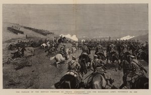 アレクサンダー皇太子とブルガリア軍によるセルビア辺境の通過、1885年11月24日（エングレーヴィング 作： Polish School