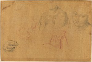 頭と手のスケッチ 作： Pompeo Batoni