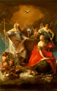 ポンペオ・バトーニ（1708-1787）の「宗教のアレゴリー」。 作： Pompeo Girolamo Batoni