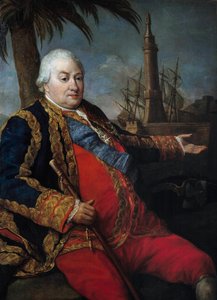 ピエール・アンドレ・ド・スフレン・ド・サントロペ(サントロペ)の肖像 スフレンの吏員(1729-1788)、副提督、海軍士官の大きな制服を着ている 絵画：ポンペオ・バトーニ(1708-1787)