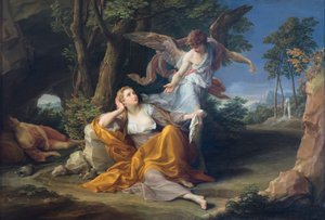 砂漠のハガルへの天使の出現 作： Pompeo Girolamo Batoni