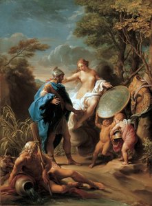 ヴァルカンによって鍛造されたアーマーをアエネアスに提示するヴィーナス 作： Pompeo Girolamo Batoni