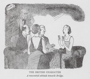 英国人の性格、ブリッジに対する敬虔な態度（リトグラフ） 作： Pont (1908 40)