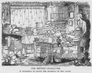 洗濯物を後回しにしがちなイギリス人の性格（リトグラフ 作： Pont