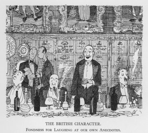イギリス人の性格、自分の逸話を笑うのが好きなこと（リトグラフ 作： Pont