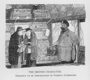 イギリス人の性格、外国の通貨で恥ずかしい思いをする傾向（リトグラフ 作： Pont