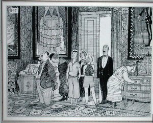 The British Character: keen interest in historic houses, イラストレーションは1936年7月8日発行の『Punch』より（紙にペン＆インク 作： Pont