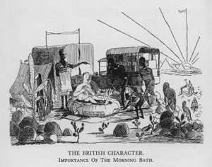イギリス人の性格、朝風呂の重要性（リトグラフ 作： Pont