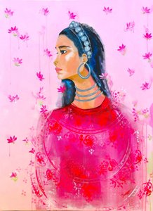 エレガント・ウーマン ピンク・ロータス 作： Poonam Choudhary