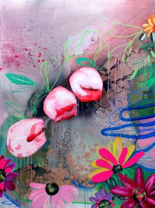鮮やかな抽象的な花 作： Poonam Choudhary