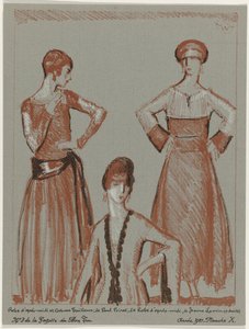 Gazette du Bon Ton、1921 年 - No. 3、Pl. X: ポール ポワレのアフタヌーン ドレスとテーラード スーツ、ジャンヌ ランバンのアフタヌーン ドレス (オブジェクトのタイトル) 作： Porter Woodruff